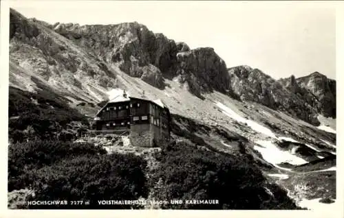 Ak Steiermark Österreich, Hochschwab, Voisthalerhütte, Karlmauer