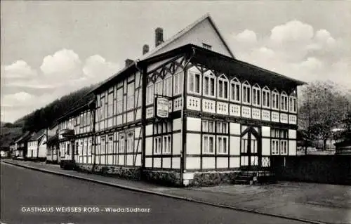 Ak Wieda Walkenried Harz, Gasthaus weißes Roß, Fachwerkhaus
