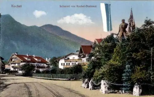 Ak Kochel am See in Oberbayern, Schmied von Kochel Denkmal