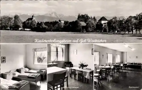Ak Weilheim Oberbayern, Kindererholungsheim Gut Waitzacker, Gesamtansicht, Innenansichten