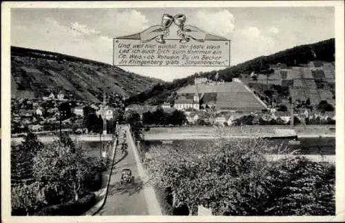 Ak Klingenberg am Main Unterfranken, Teilansicht, Gedicht, Weingläser