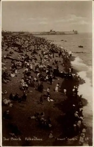 Ak Folkestone Kent England, Der Strand