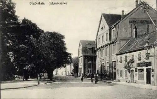 Ak Großenhain Sachsen, Johannesallee, Geschäfte