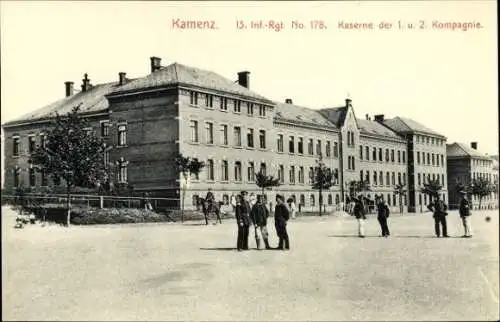 Ak Kamenz in Sachsen, 13. Inf. Rgt. No. 178, Kaserne 1. u. 2. Kompanie