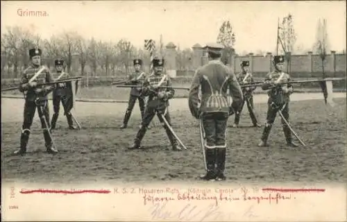 Ak Grimma in Sachsen, Königl. Sächs. 2. Husaren Regiment Königin Carola Nr. 19