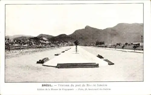 Ak Rio de Janeiro Brasilien, Travaux du port