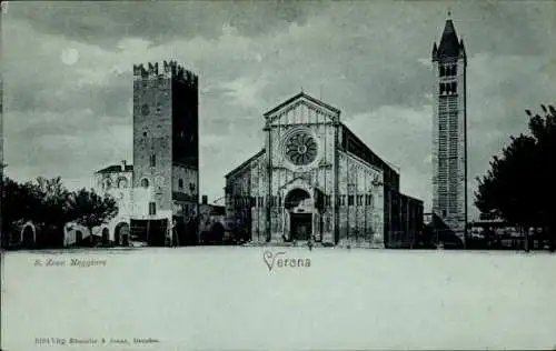 Mondschein Ak Verona Venetien, S. Zeno Maggiore
