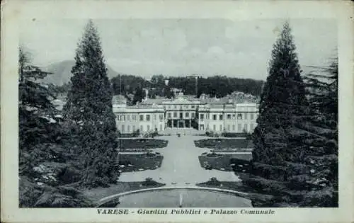 Ak Varese Lombardia, Giardini Pubblici e Palazzo Comunale