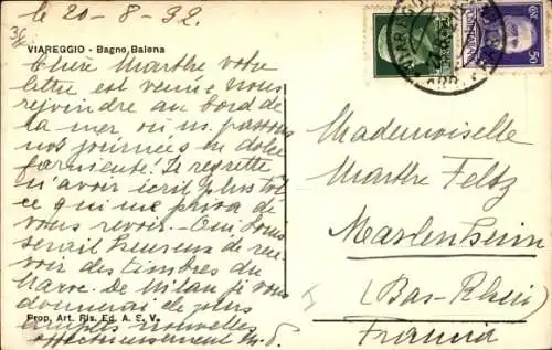 Ak Viareggio Toscana, Bagno Balena, Segelpartie