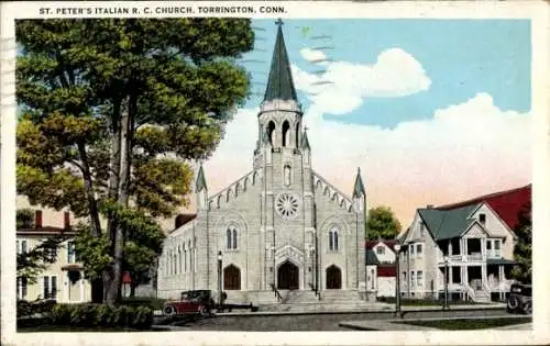 Ak Torrington Connecticut USA, St. Peter's Italienische RC-Kirche