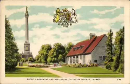 Ak Ontario Kanada, Brocks Denkmal und Restaurant, Queenston Heights