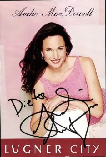 Foto Schauspielerin Andie MacDowell, Portrait, Autogramm