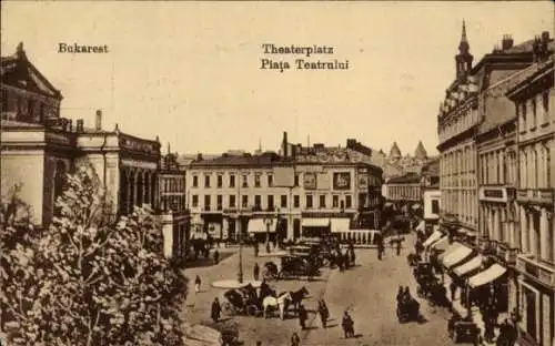 Ak București Bukarest Rumänien, Theaterplatz
