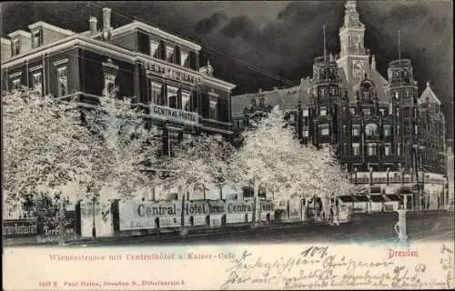 Ak Dresden Neustadt, Centralhotel und Kaisercafé, Wiener Straße