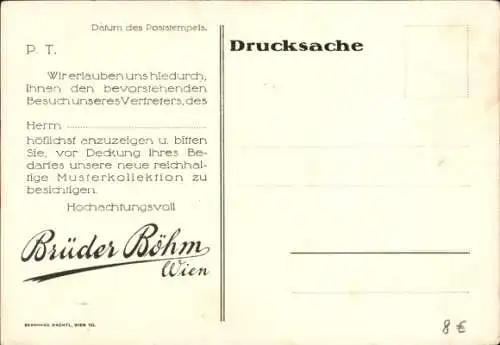 Ak Wien, Reklame, Böhm-Hüte, Brüder Böhm