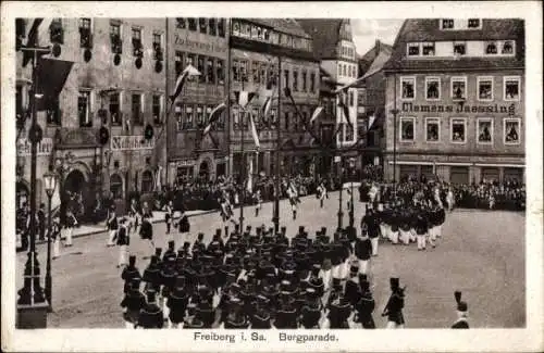 Ak Freiberg in Sachsen, Bergparade, Geschäft von Clemens Jaessing