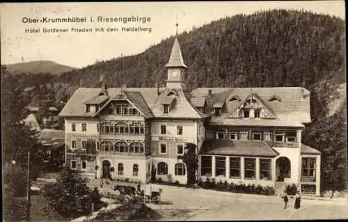 Ak Karpacz Górny Brückenberg Krummhübel Riesengebirge Schlesien, Hotel Goldener Frieden, Heidelberg