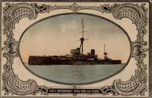 Passepartout Ak Britisches Kriegsschiff, HMS Dreadnought