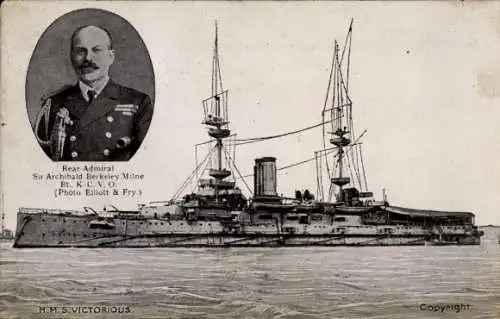 Ak Britisches Kriegsschiff, HMS Victorious, Archibald Berkeley Milne