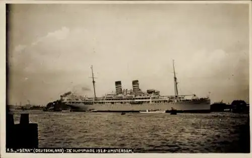 Foto Ak Dampfer SS Ubena, DOAL, IX Olympiade Amsterdam