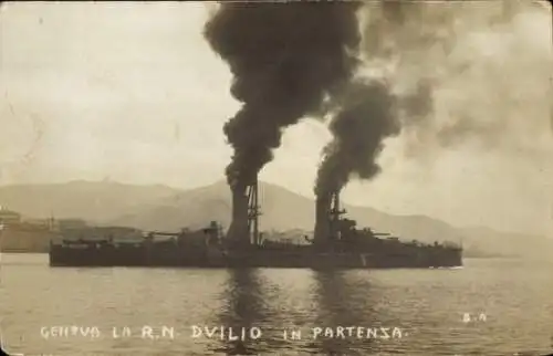 Foto Ak Genova Genua Ligurien, Italienisches Kriegsschiff, Duilio