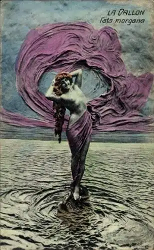 Künstler Ak La Vallon, Fata morgana, barbusige Frau