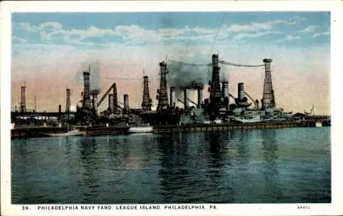 Ak Philadelphia Pennsylvania USA, Navy Yard, League Island, US Navy, Battleships