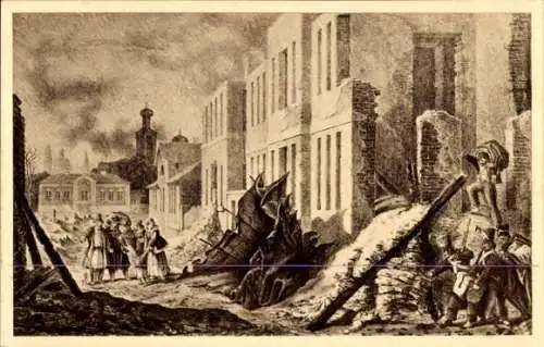 Künstler Ak Moskau Russland, Brand am 24 September 1812, Napoleon