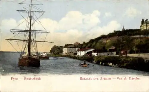 Ak Russe Roustchouk Bulgarien, Uferpartie, Danube, Segelschiff