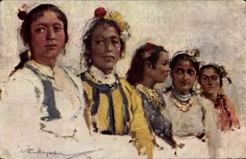 Künstler Ak Mrkvička, I., Zigeunerinnen aus Sofia
