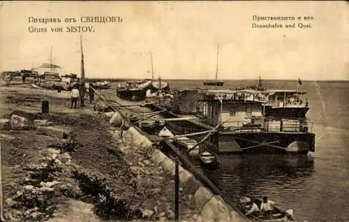 Ak Sistov Bulgarien, Donauhafen und Quai