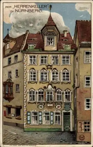 Künstler Ak Nürnberg in Mittelfranken, Weinrestaurant Herrenkeller