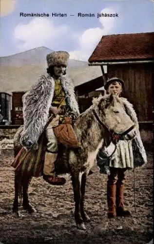 Ak Rumänische Hirten, Esel