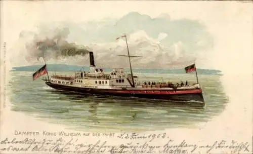 Litho Bodensee, Dampfer König Wilhelm