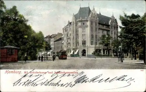 Ak Hamburg Eimsbüttel, Kl. Schäferkamp, Schäferkampsallee, Straßenbahn