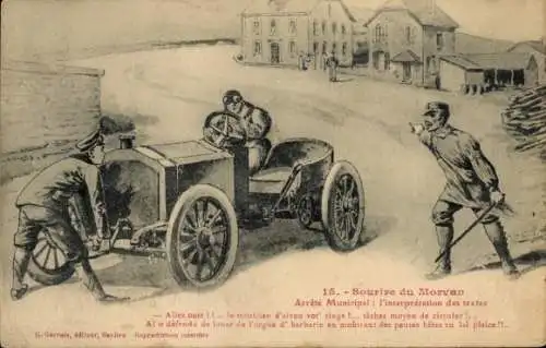 Ak Morvan, Mann im Automobil, Panne, Reparatur, Polizist