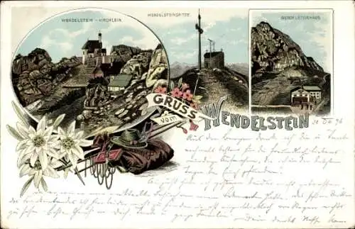 Litho Bayrischzell im Mangfallgebirge Oberbayern, Wendelsteinhaus, Wendelsteinspitze