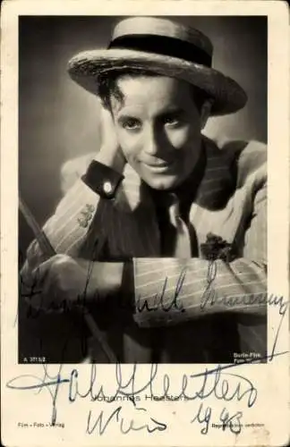 Ak Schauspieler und Sänger Johannes Heesters, Portrait mit Hut, Autogramm