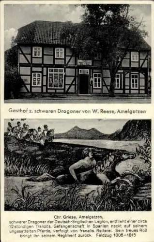 Ak Amelgatzen Emmerthal an der Weser, Gasthof zum schweren Dragoner, Chr. Griese