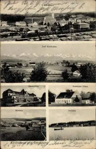 Ak Kirchseeon in Oberbayern, Forsthaus Diana, Sanatorium, Moosach, Steinsee, Bahnhof, Eisenbahn