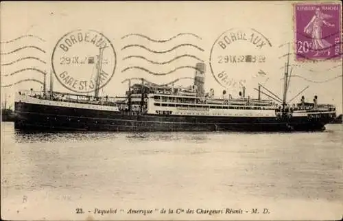Ak Dampfer Amerique, Compagnie des Chargeurs Réunis