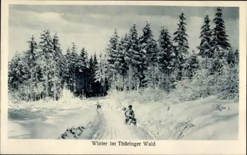 Ak Winter im Thüringer Wald, Schlitten