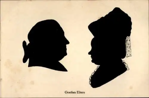 Scherenschnitt Ak Eltern von Schriftsteller Johann Wolfgang von Goethe