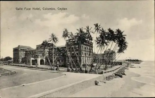 Ak Colombo Ceylon Sri Lanka, Galle Face Hotel, Palmen, Strand
