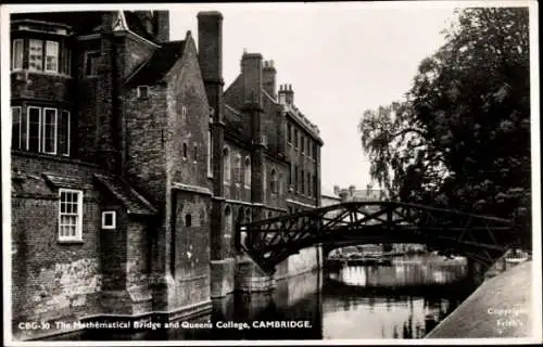 Ak Cambridge East England, Mathematische Brücke, Queens' College