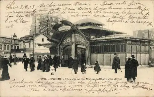 Ak Paris XII., Metropolitain Station, Place de la Bastille, U-Bahnstation
