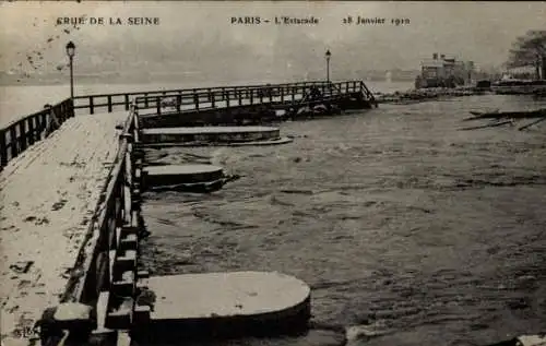 Ak Paris IV, L'Estacade, Die große Seineflut vom 28. Januar 1910