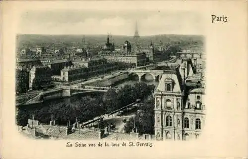 Präge AK Paris, Seine vom Turm St. Gervais aus gesehen