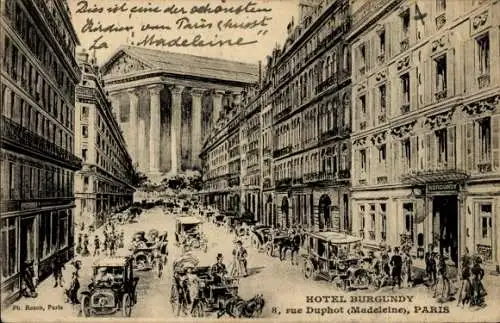 Künstler Ak Paris I Louvre, Rue Duphot, Hotel Burgundy