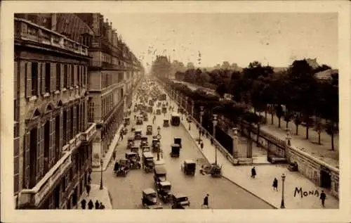 Ak Paris, Rue de Rivoli, der Tuileriengarten